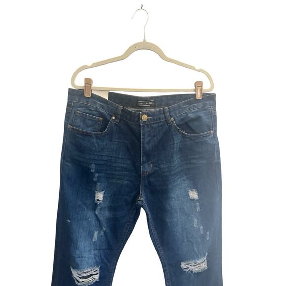 NWT American Bazi 13 Juniors Blue Boyfriend High Rise Distressed Jeans #5517 - Picture 3 of 16